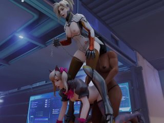 D.Va x Mercy x Pharah - Overwatch threesome
