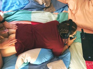 ass cumshot for a chubby gamer girl after prone bone fuck