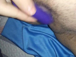 Using Vibrater & stepsister Walks In When About To Squirt