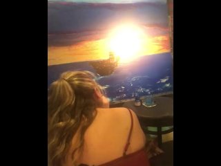 Painting ship on sunset