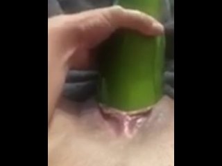 Stretching my whore pussy with a HUGE zucchini for daddy