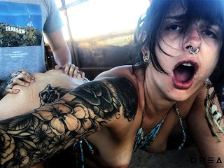 Porn inside an abandoned Bus in DESERT -Amateur Porn Vlog 2