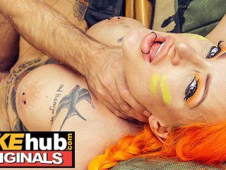 FakeHub: Busty redhead Alexxa fucks muscular man to win paintball match
