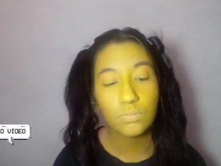 got all yellow with the paint thrown on her face