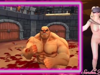 Naked Gamer Girl plays VR Video Game on Oculus