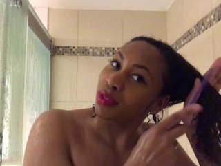 Washing my natural hair.