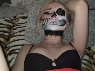 Halloween sex in masks. My teen girlfriend HOT real orgasm. 60FPS. 1080.