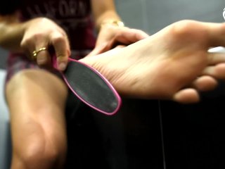 Rough soles skin on your request + doing a pedicure (feet, soles, fetish)