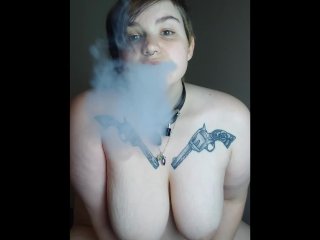 Chubby babe naked while vaping