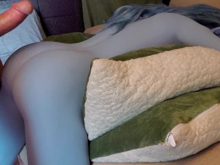 Jerking off and Fucking my Hot Blue ELF Sex-dolls ass