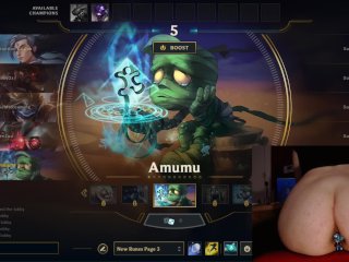 Stimulation in ass and pussy while playing League of Legends #14 Luna