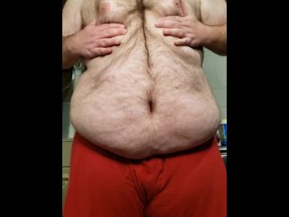 SSBHM Plays with soft furry belly and tits