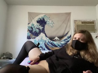 big tiddy goth gf plays with a rabbit vibrator