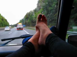 Sweaty Nylon Feet Playing On The Windshield