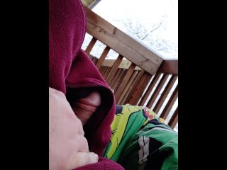 Risky Public Jerk On My Balcony In Winter (Part 1 - No Cum)