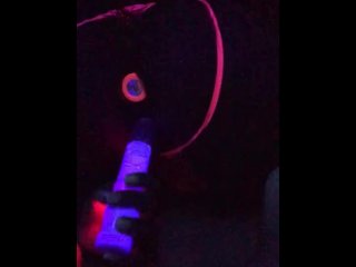 Step sis with nice feet caught squirting under the  black light.