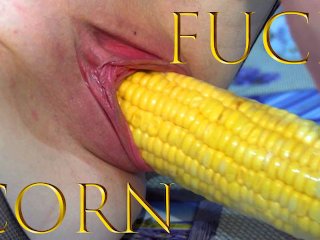 Corn cob fucking. DP with 2 corn cob.