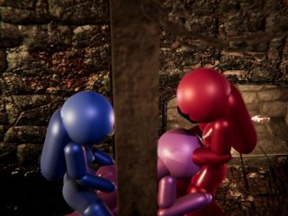 Among Us Threesome - Pink Stuck in Wall (futa, japanese)