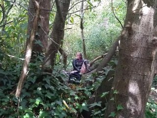 woman caught didlio fucking herself in public park woods