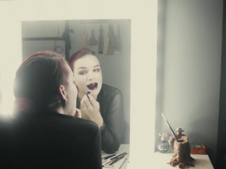 Putting on Make-up and Masturbating in front of Mirror