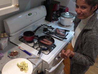 Sausage Party CBT Pan Frying Chopped Up Hot Dogs