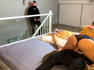 housewife cheating with neighbor - husband watches and gives her a second cum fill