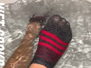 Wet Sock Fetish in Athletic Ankle Socks