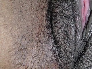 Hairy Ebony pussy (clit to orgasm)