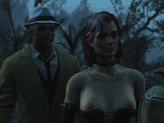 Half-zombie, half-people fuck a pregnant sexy brunette  Porno Game 3d