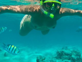 My naked diving on a public beach - rate what I can do underwater