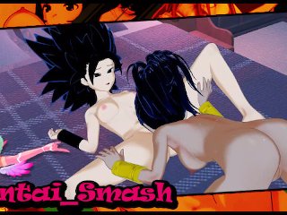 Saiyan lesbians Caulifla and Kale take turns eating pussy .Dragon Ball Super Hentai.
