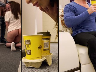 She sucked delivery guy dick and put his cum to her cuckold - husband's coffee