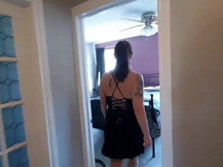 Wife cums home with creampie cuck cleans up