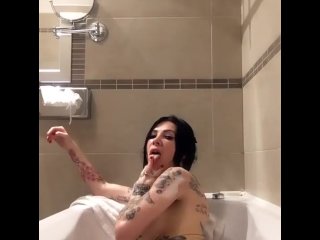 Horny Tattoed Stepsister playing with toys in a bathtube during holiday in Czech Republic