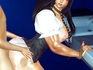 Overlord Albedo Muscular face fuck and anal in toilet
