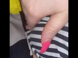 Bbw masturbating with Remote over her shorts