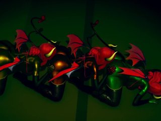Demon Girls Lick Train Threesome
