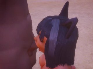 пушистый гей с ушками, глубокий мокрый минет [3d хентай]