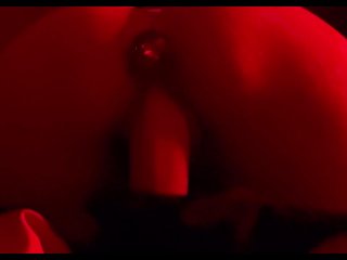 Slutty tight lesbian needs both holes filled. 8 in dildo and buttplug compilation
