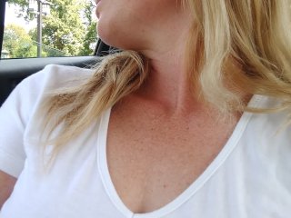 Fingering in the car at the park with windows down