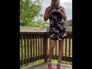 MILF in Stripper Outfit Fingering Outdoors!
