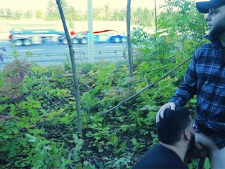 PUBLIC blowjob on the side of a BUSY HIGHWAY during rush hour