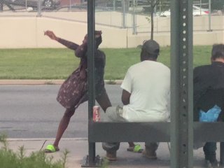 STRIPPING ON THE BLVD😂 SMOKING MOON ROCS WITH HER TITTIE OUT