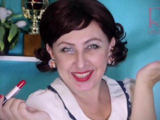Red lipstick kissing teasing by Regina Noir.