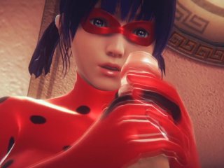 LadyBug: rubs her ass in latex with a hard cock