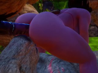Tight pussy of a mature milva gets fucked by Three Furry  big Hardcock  wild life