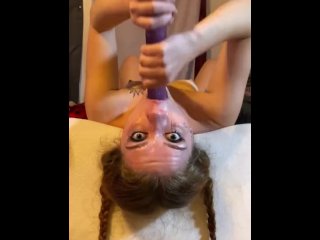 Teen servant GAGGING on her DILDO TIL SHES SLOPPY