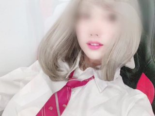 【男の娘の本気射精】スカートめくり巨乳JKになったイケメン社会人は大興奮の射精をする