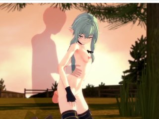 Goblin Slayer: Horny Elf girl get creampied in forest