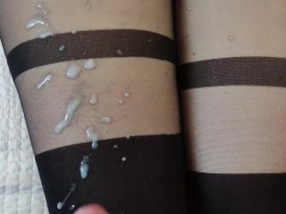Mistress snapchats with her lover and ignores her cuckold who licks his sperm from her legs